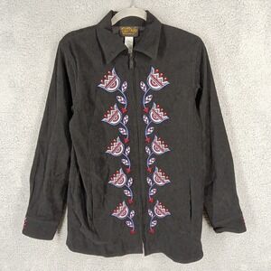 Bob Mackie Wearable Art Vintage Women's XS Embroidered Jacket Full Zip Black